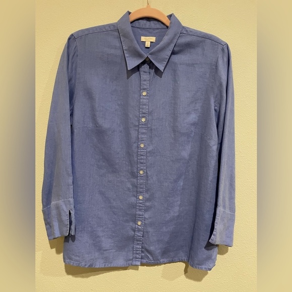 Talbots Tops - Talbots periwinkle button down shirt.  100% Linen
